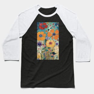 Gustav Klimt's Floral Opulence: Inspired Floral Pattern Baseball T-Shirt